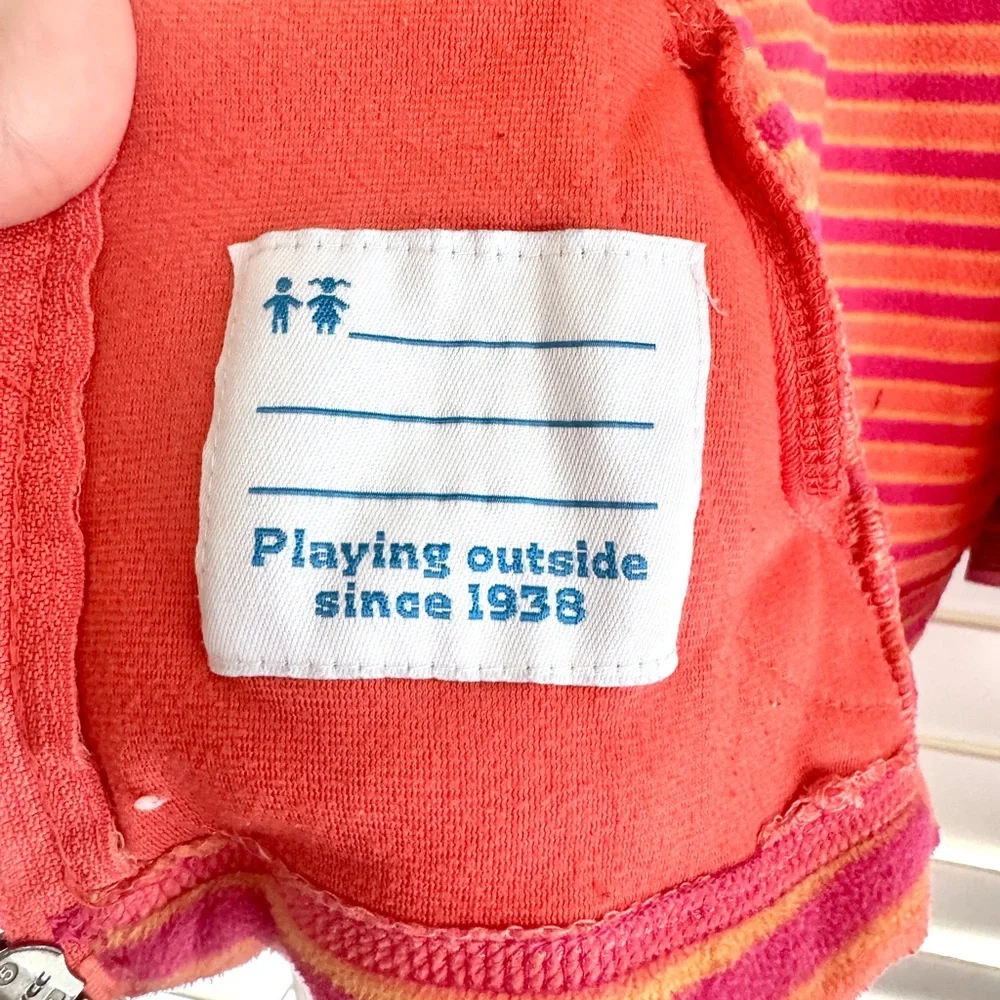 Columbia 24M Toddler Fleece Jacket Pink Orange Striped‎ Zip Up Spring Layer